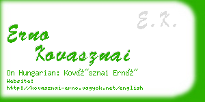 erno kovasznai business card